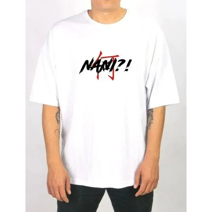 Erkek Kısa Kol Yazlık Tişört Bisiklet Yaka Baskılı Oversize T-Shirt - Beyaz