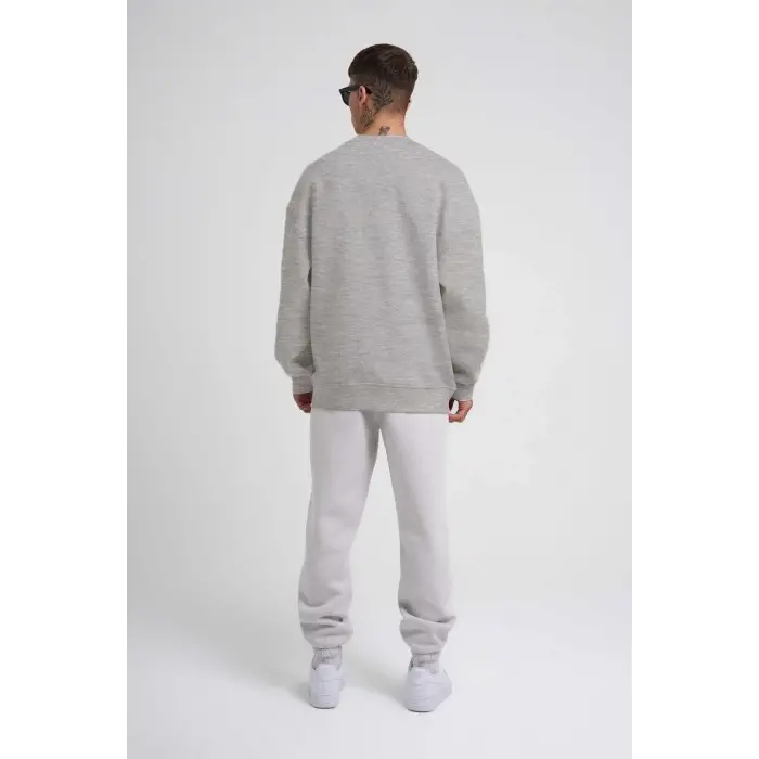 ERKEK Bisikilet Yaka 3 İplik Pamuklu SweatShirt - Gri