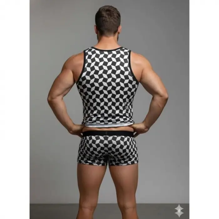 Erkek Desenli Tank Top Boxer Takım