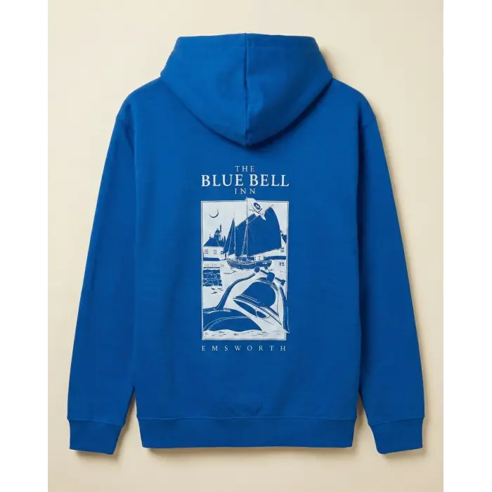 Erkek Baskılı Kapüşonlu Cepli Hoodie 3 İplik Pamuklu Sweatshirt - Saks Mavisii