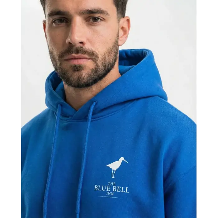 Erkek Baskılı Kapüşonlu Cepli Hoodie 3 İplik Pamuklu Sweatshirt - Saks Mavisii