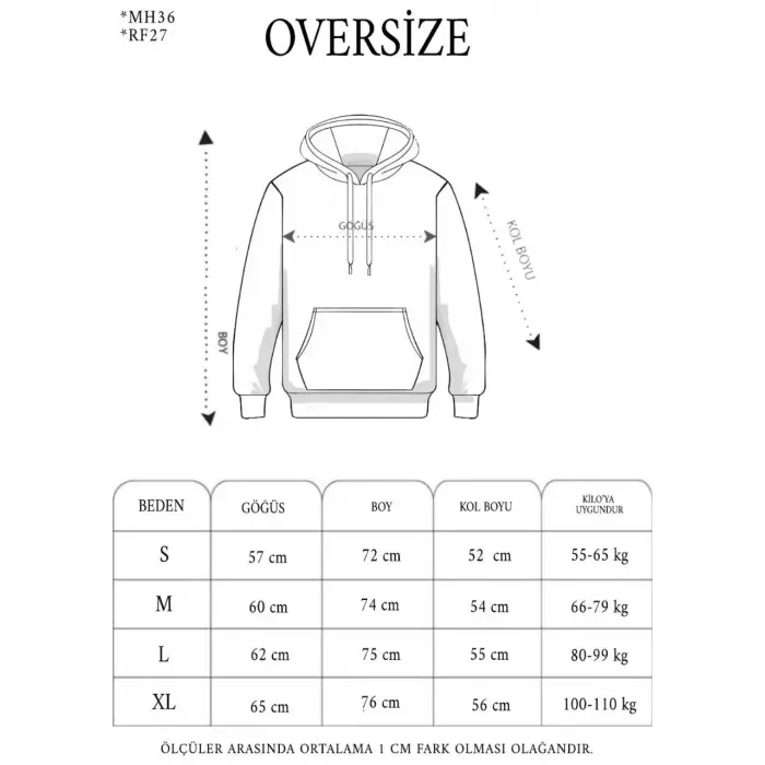 Erkek 3 İplik Pamuklu Oversize Kapüşonlu Nakışlı Hoodie SweatShirt - Siyah