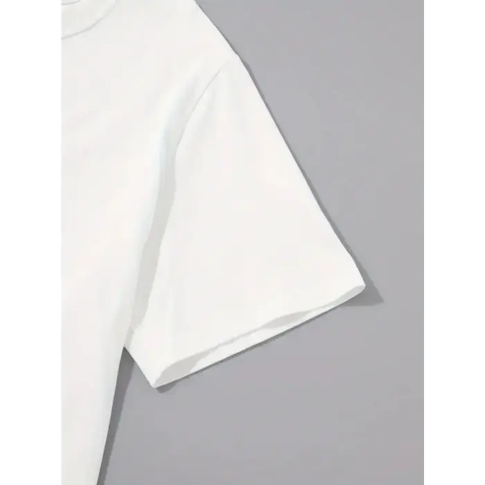 Erkek Tişört Palmiye Baskılı Bisiklet Yaka Kısa Kol T-Shirt - Beyaz