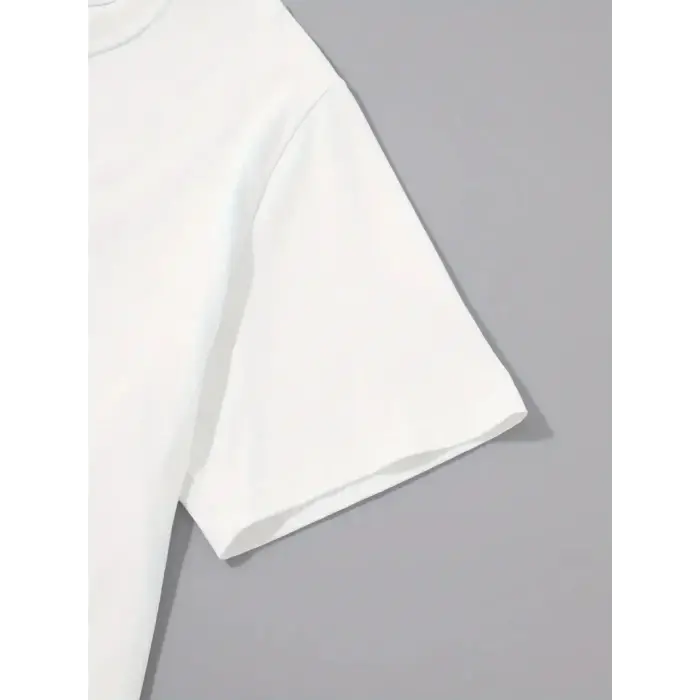 Erkek Sarj %1 Baskılı T-Shirt Kısa Kol Bisiklet Yaka Regular Fit Tişört - Beyaz
