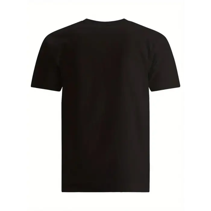 Erkek Baskılı T-Shirt Kısa Kol Bisiklet Yaka Regular Fit Rahat Kalıp Tişört - Siyah
