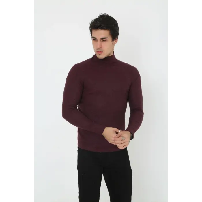 Erkek Tam Boğazlı Fitilli Likrali Koşkorse Badi - Bordo