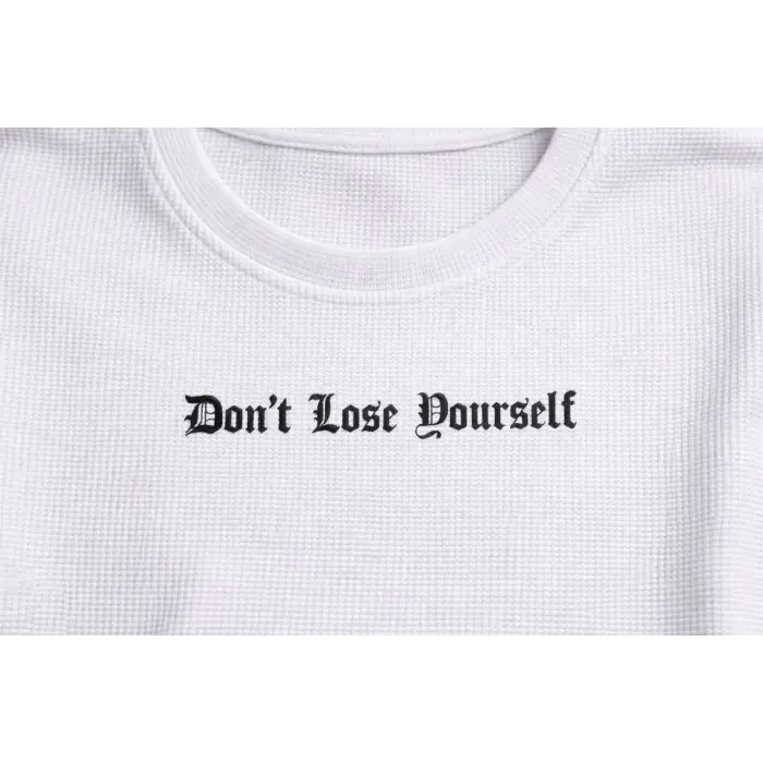 Erkek Wafıl Kumaş Tişört Regular Kalıp Bisiklet Yaka Baskılı T-Shirt - Beyaz