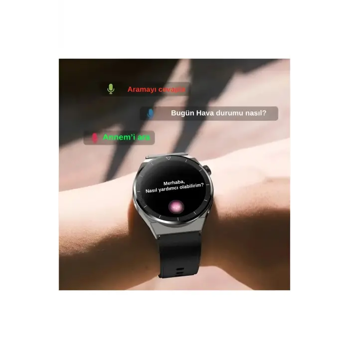 Erkekler için Akıllı Saat, GPS ve Nabız Sensörlü, Suya Dayanıklı, Siyah Kordonlu