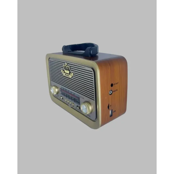 Eskitme Tasarımlı Ahşap Bluetooth Radyo LED Aydınlatmalı