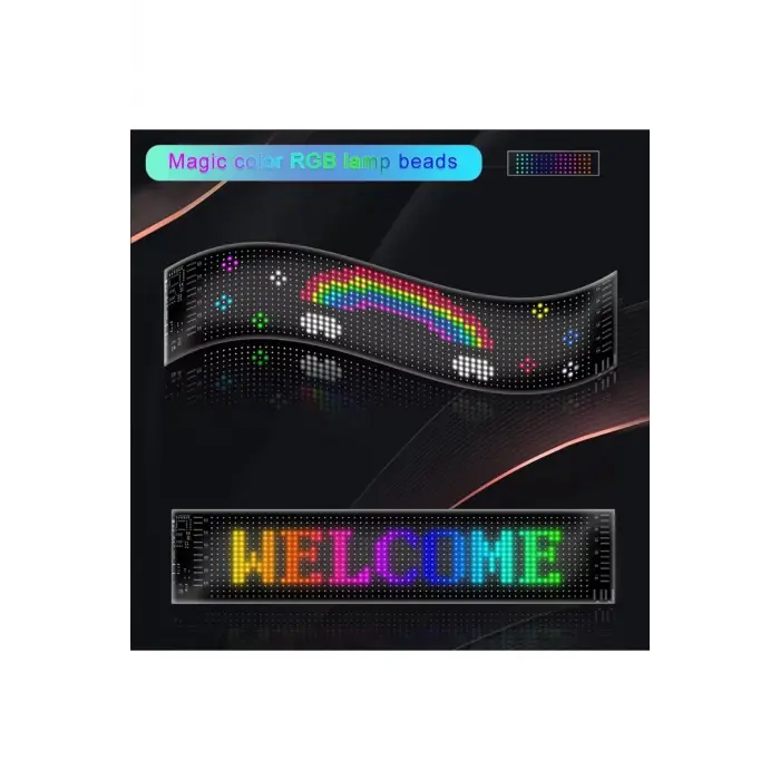 Esnek USB 5V Bluetooth Uygulama Kontrollü 16x64 LED Matrix Panel, Kayan Yazı Gösterimi