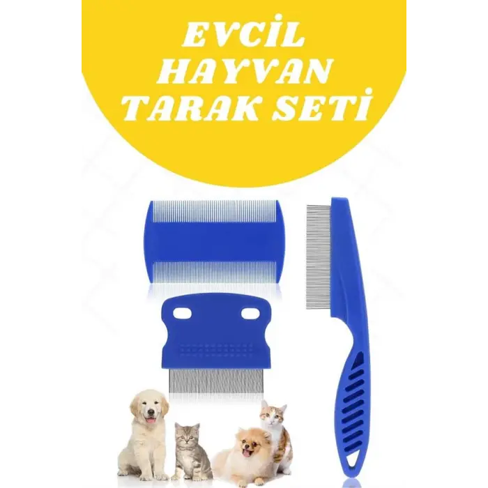 Evcil Hayvan Tarak Seti 4lü Bit Tarağı Ked Köpek Tüyüne Uygun