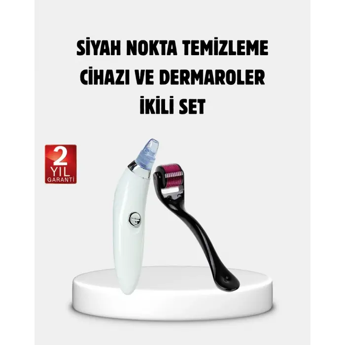 Evde Profesyonel Cilt Bakımı Dermaroller + Siyah Nokta Temizleyici Setı