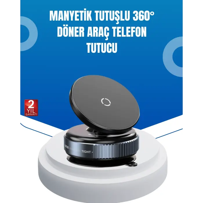 Evrensel Manyetik Araç Telefon Tutucu 360° Döner Başlık