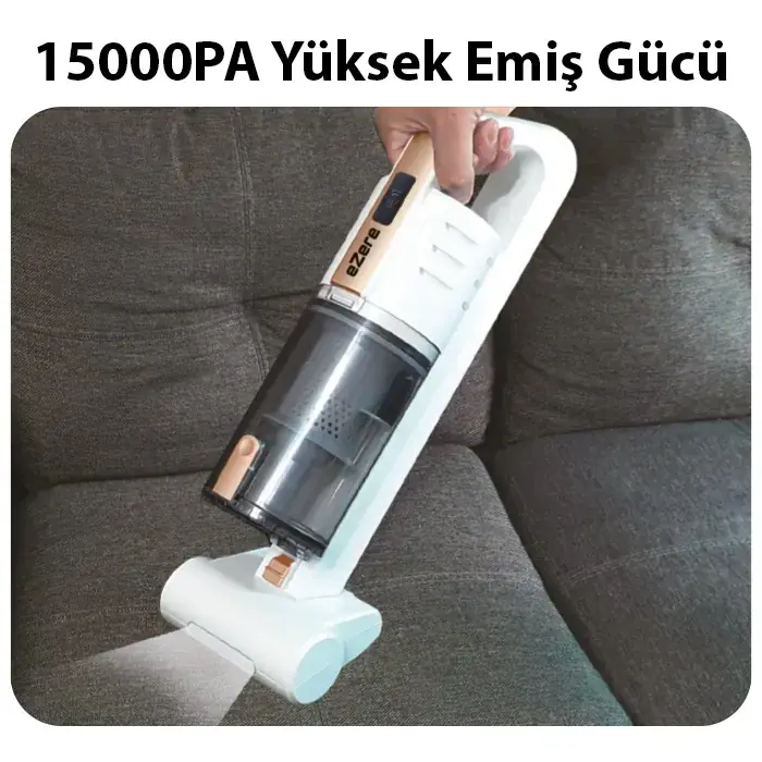 Ezere 15000pa LED Işıklı Kuru Islak Kullanım  Kablosuz Güçlü El Araç-Ev Süpürgesi-(5775)