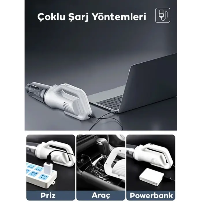 EZERE 6101E Kablosuz Dikey Şarjlı Mini Araç ve Ev Süpürgesi-(5775)