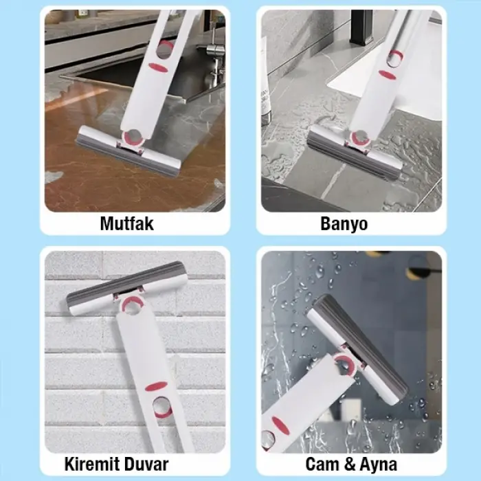 EZERE Çok Amaçlı Mini tezgah üstü Paspas Mini Mop + 2 Yedek Uç-(5775)