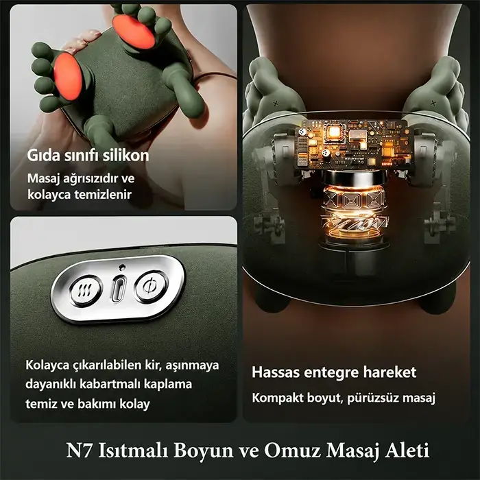 EZERE RelaxBuddy Pro OvmalıIsıtıcılı İnsan Eli Şeklinde Şarjlı Boyun Masaj Aleti-(5775)