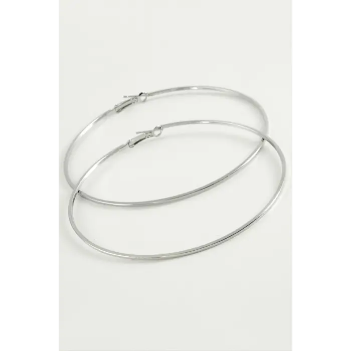 Ezme Çizgili Metal Halka Küpe 8-9-10 cm