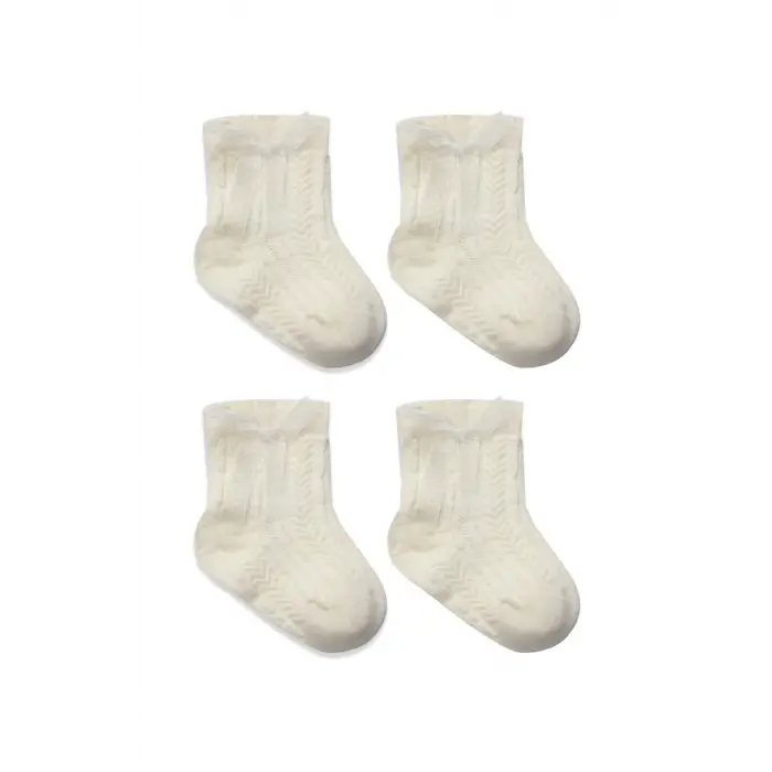 Fiyonklu Penye Soket Çorap 2li 10150 Naturel