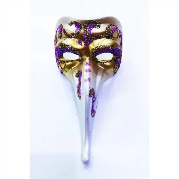 Fuşya Renk İşlemeli Seramik Venedik Uzun Maske Magnet