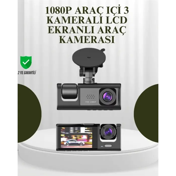 G-Sensörlü 3lü Kayıtlı Araç Kamerası