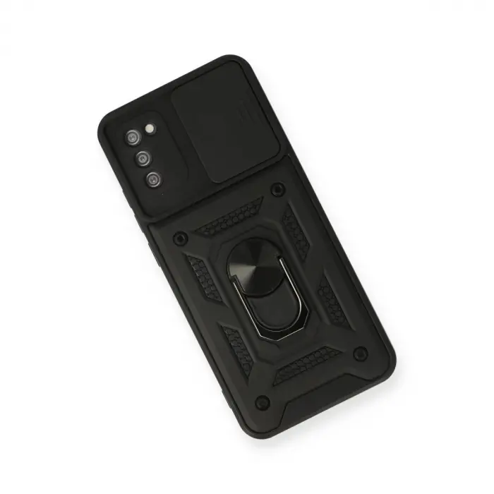 Galaxy A03s Kılıf Pars Lens Yüzüklü  - Siyah