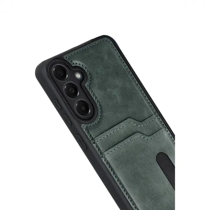 Galaxy A17 5g Sara Kartvizitli Deri Kılıf - Yeşil