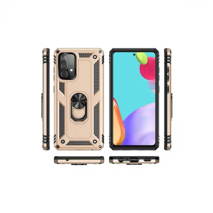 Galaxy A52 Kılıf Sofya Yüzüklü  Kapak - Gold