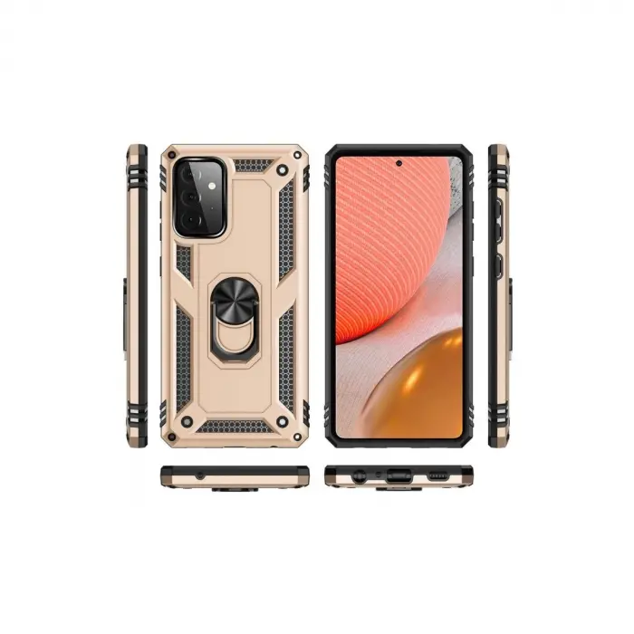 Galaxy A72 Kılıf Sofya Yüzüklü  Kapak - Gold