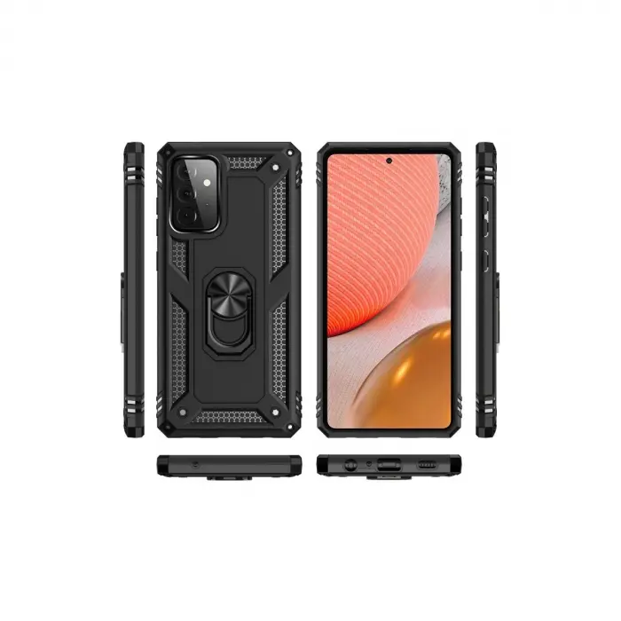 Galaxy A72 Kılıf Sofya Yüzüklü  Kapak - Siyah