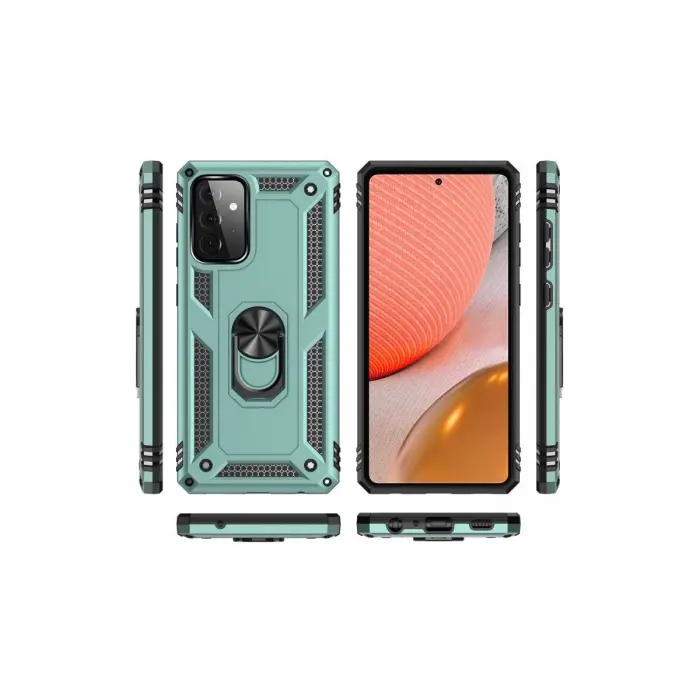 Galaxy A72 Kılıf Sofya Yüzüklü  Kapak - Yeşil