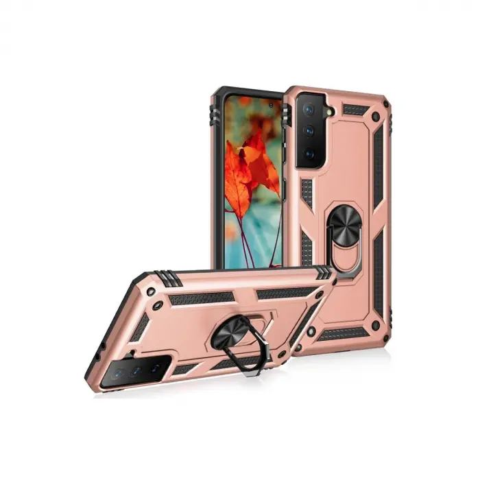Galaxy S21 Kılıf Sofya Yüzüklü  Kapak - Rose