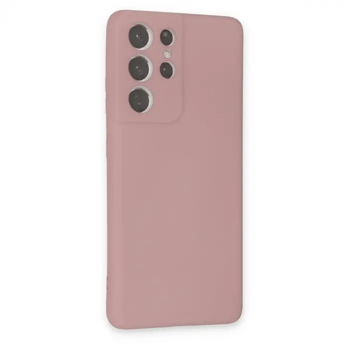 Galaxy S21 Ultra Kılıf Nano İçi Kadife  - Pudra