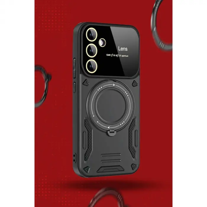Galaxy S24 Fe Kılıf Joy Lens Standlı Kapak - Kırmızı