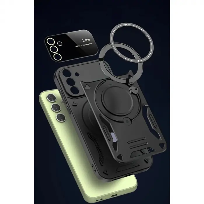Galaxy S24 Fe Kılıf Joy Lens Standlı Kapak - Siyah