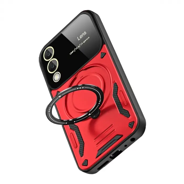 Galaxy S25 Edge Kılıf Joy Lens Standlı Kapak - Kırmızı
