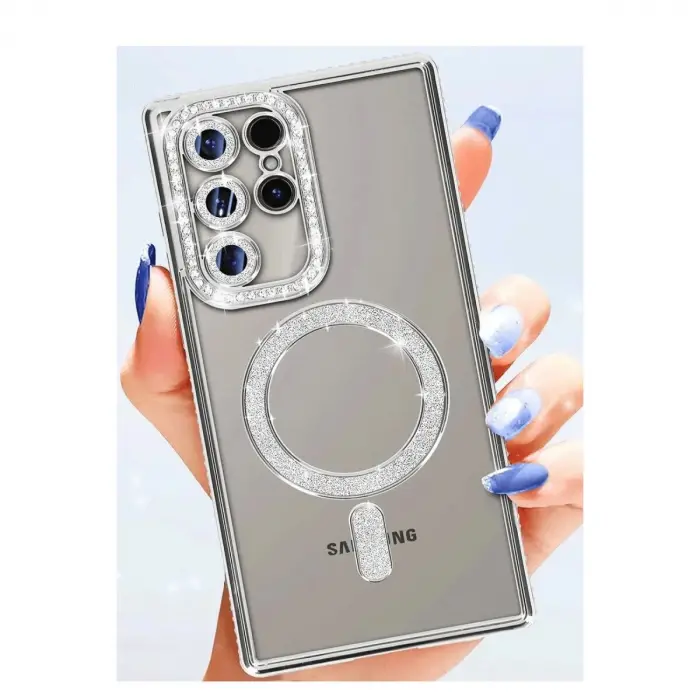 Galaxy S25 Ultra Kılıf Joke Simli Magneticsafe Kılıf - Siyah