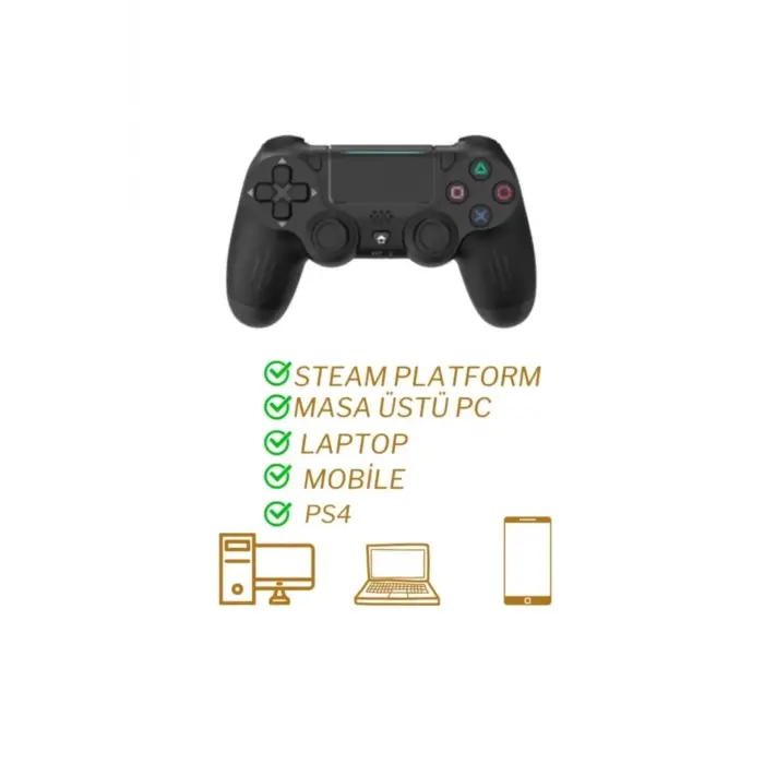 Gamepad Bluetooth bağlantılı siyah Playstation 4 uyumlu 1 yıl garantili kablolu kablosuz