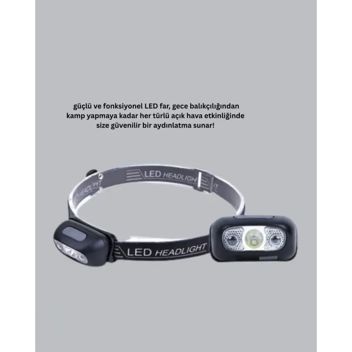Gece Balıkçılığı İçin Ultra Parlak Şarjlı Kafa Lambası | 4 Işık Modu + USB Şarj
