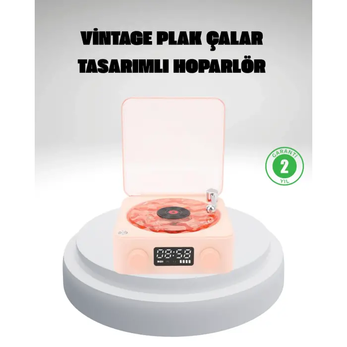 Gece Lambası Stereo Bluetooth Hoparlör Dijital Saat Su Dalgası Efektli 3-ü-1 Cihaz