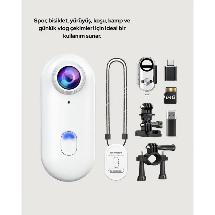 Geniş Açı Lensli WiFi Spor ve Vlog Kamerası