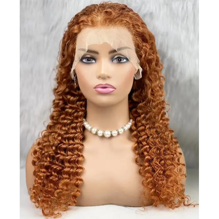 Gerçek Front Lace Tül Peruk / Afro Daalı / Bakır 70/75cm