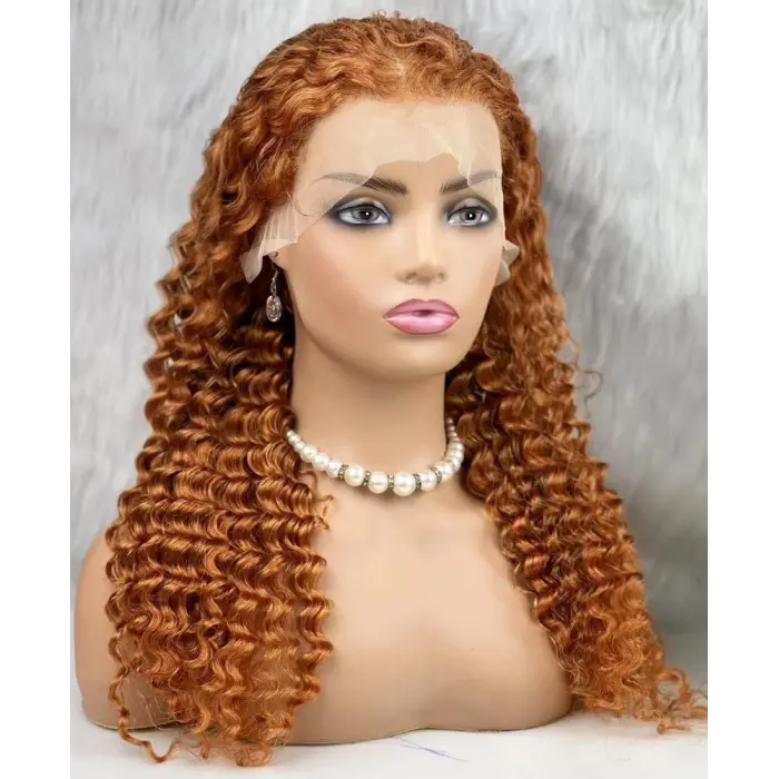Gerçek Front Lace Tül Peruk / Afro Daalı / Bakır 70/75cm