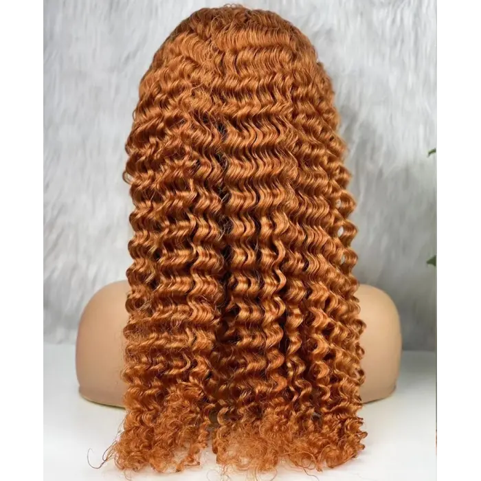 Gerçek Front Lace Tül Peruk / Afro Daalı / Bakır 70/75cm