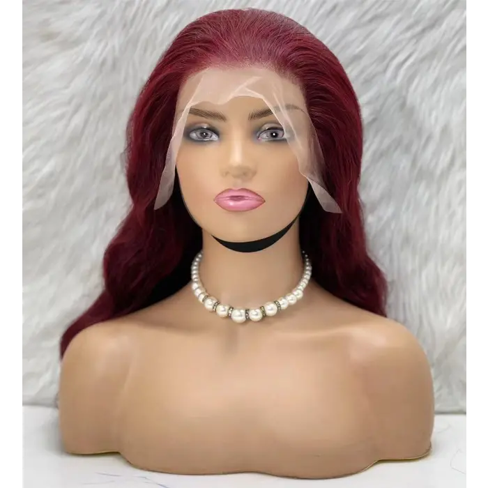 Gerçek Front Lace Tül Peruk / Daalı / Koyu Kızıl 70/75cm