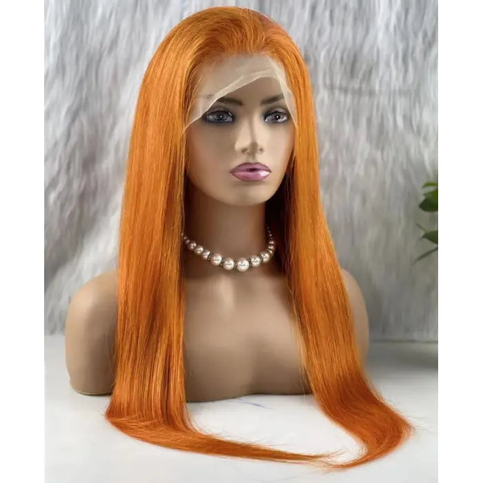 Gerçek Front Lace Tül Peruk / Düz / Canlı Bakır 70/75cm