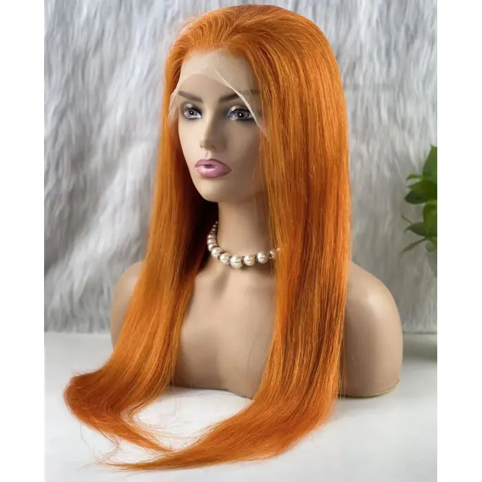Gerçek Front Lace Tül Peruk / Düz / Canlı Bakır 70/75cm