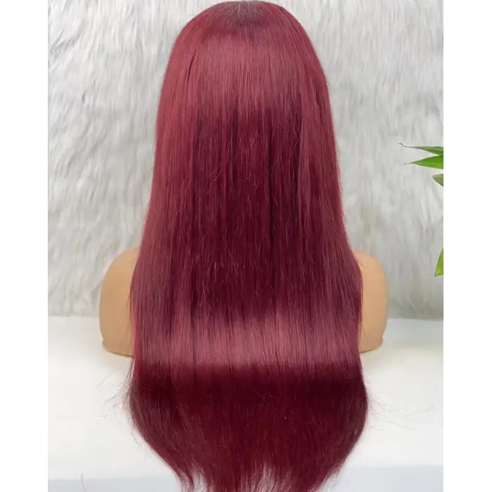 Gerçek Front Lace Tül Peruk / Düz / Koyu Kızıl 70/75cm