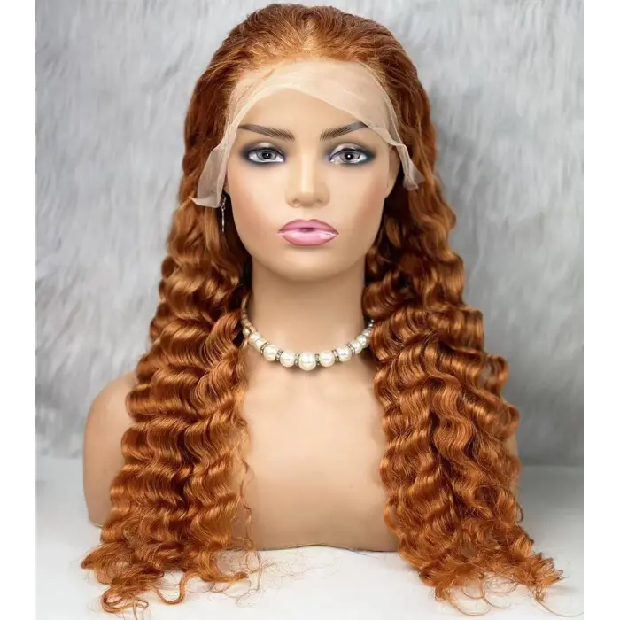 Gerçek Front Lace Tül Peruk / Yoğun Daalı / Bakır 70/75cm