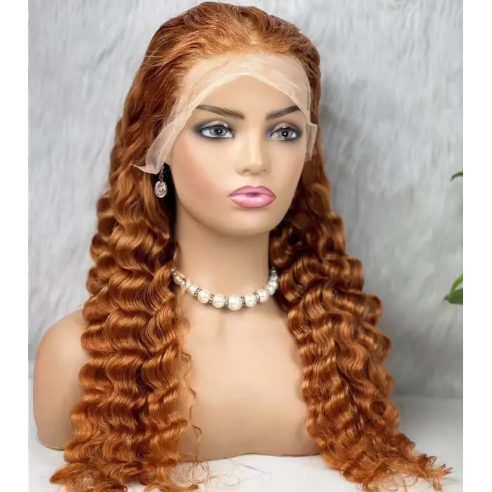 Gerçek Front Lace Tül Peruk / Yoğun Daalı / Bakır 70/75cm